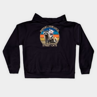 Support Your Local Street Cats Racoon, Skunk and opossum Kids Hoodie